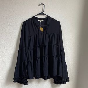 Black ruffle long sleeve